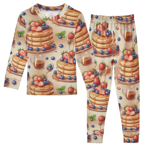 Pajama Sets Long Sleeve Sweet Pancake Berries Honey Soft Comfy Sleepwear 2 Piece PJS 3-8T