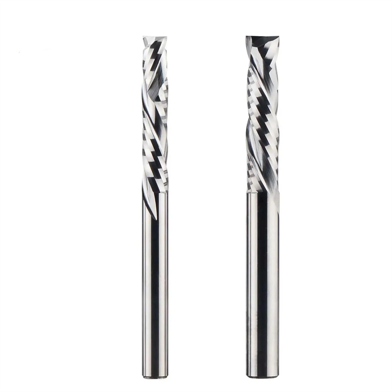 TBZOQAID 2pcs Carbide Compression Router Bit Up and Down End Mills 3.175-12mm Shank CNC Milling Cutter Two Flute Spiral Bits for Wood 3D Carving(5.0x22x50L)