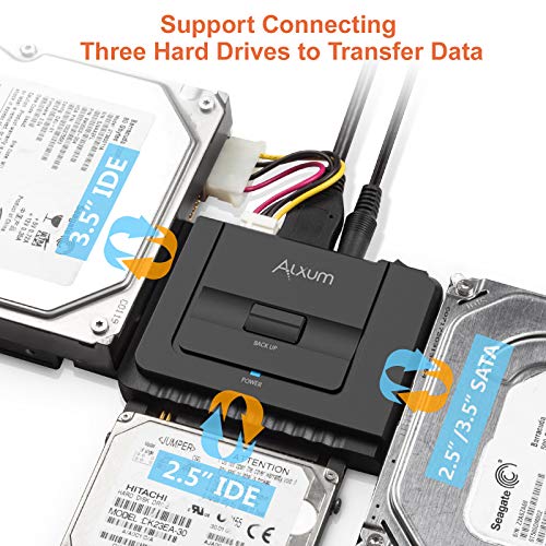 Alxum Sata Ide To Usb C Hard Drive Adapter With Power, Ide To Sata Adapter External Hard Disk Reader For 2.5 / 3.5 Inch Ide Hdd And Sata Hdd / Ssd, With 12V/2A Power Supply And Usb C Cable (Usb A) #TOP2