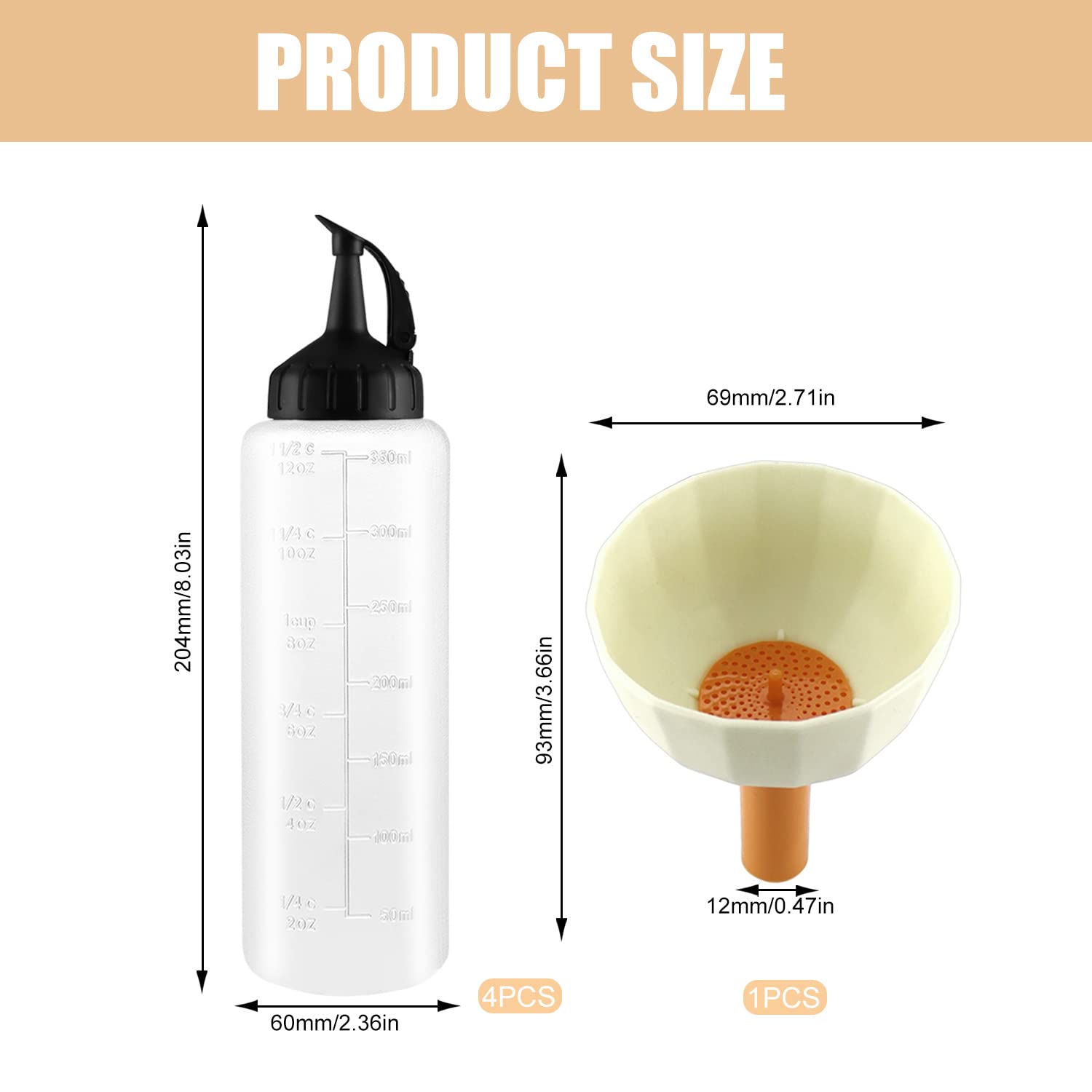 3 Bottiglie Squeeze 350ml Con Tappi - Dispenser Per Salse, Ketchup, Mayo - Foto 10