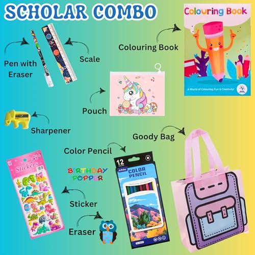 Image of Birthday Popper Scholar Combo Packs as Birthday Return Gifts | Set of 6 | Fun & Engaging Party Gift Set for Kids Boys Girls Students of All Age Groups