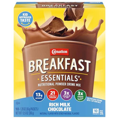 Image of Carnation, Breakfast Essentials Nutritional Powder Drink Mix Rich Milk Chocolate, 12.6 Ounce, 10 Count