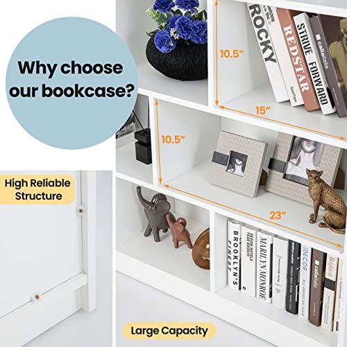 Giantex GT10403WH-CB 8 Cube Bookcase, Freestanding 3-Tier Open Bookshelf, Modern Storage Display Cabinet, Wood Cube Storage Organizer For Living Room, Kid’S Room, White thumb #2