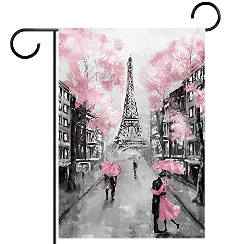 Drapeau Tour Eiffel pour amoureux de la Saint Valentin embellissant votre cour