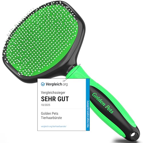 TESTURTEIL SEHR GUT Softbürste verbesserte Version **VERGLEICHSSIEGER** Sanfte Fellpflege für große Hunde, Katzen. Extra dicker Griff und Schutznoppen