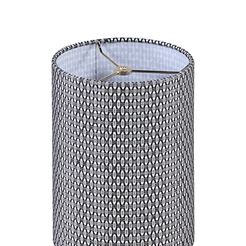 Image of Aspen Creative 31609A Contemporary Drum (Cylinder) Shaped Spider Construction Lamp Shade in Black and White Weave, 8 inch wide (8 inch x 8 inch x 11 inch)
