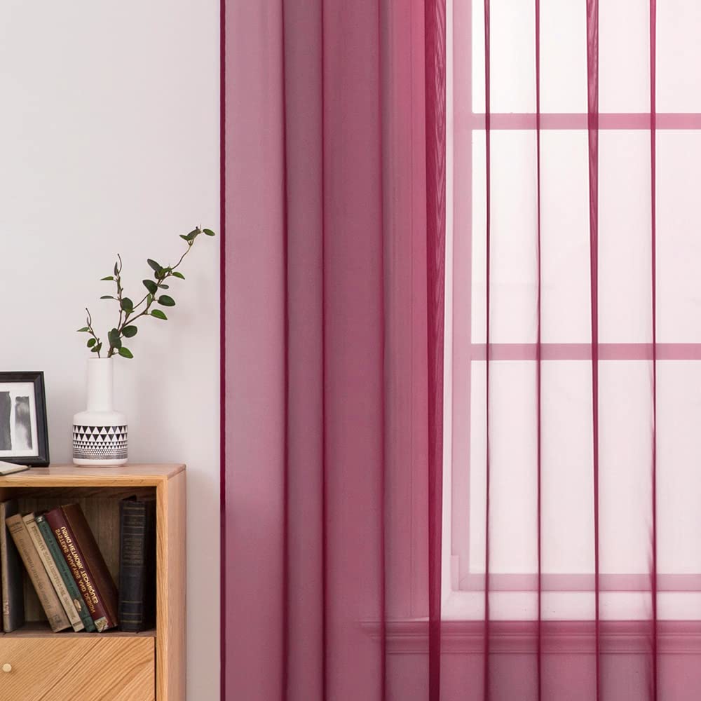 MIULEE Tende Trasparenti Con Passanti Morbidi Finestre per Salotto Eleganti Soggiorno per Camera da Letto e Tende Cameretta Bambini 2 Pannelli 140x215cm Rosso