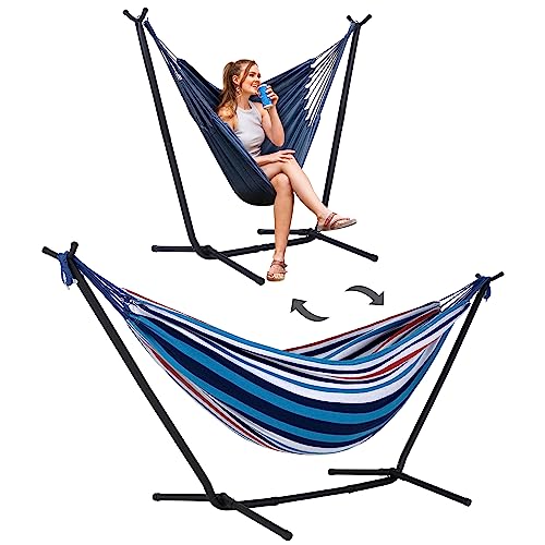 SUNCREAT 2-in-1 Convertible Portable Double Hammock with Stand Included, Outdoor