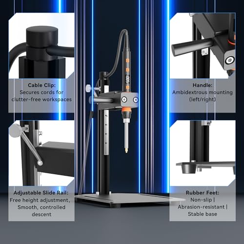 Image of Vertical Heat Set Insert Tool Pressing Machine with 90W Soldering Iron Brass Threaded Inserts Tool M2-M8 Tip Adapter for 3D Printed Components DIY Plastic Parts