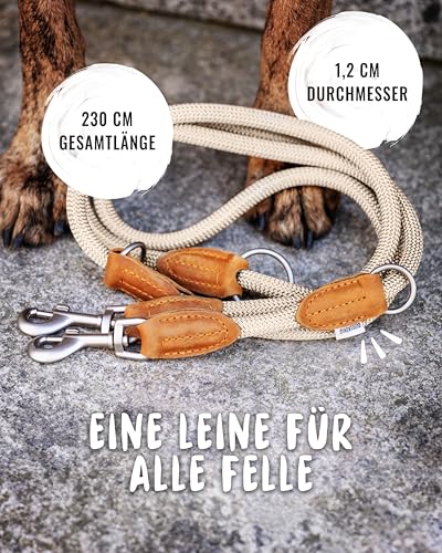 Rudelkönig Führleine Emma 2,30m - Verstellbare Hundeleine für mittelgroße & große Hunde - Elegante Tauleine in Creme