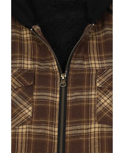 Image of ZENTHACE Men's Sherpa Lined Full Zip Hooded Plaid Shirt Jacket