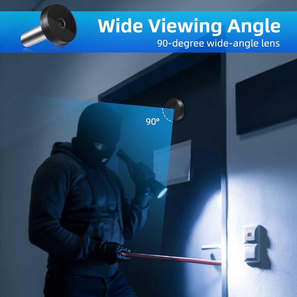 Judas numérique pour porte d'entrée, caméra avec écran couleur de 2,8 pouces, grand angle de 90 degrés, sonnette visuelle pour la maison