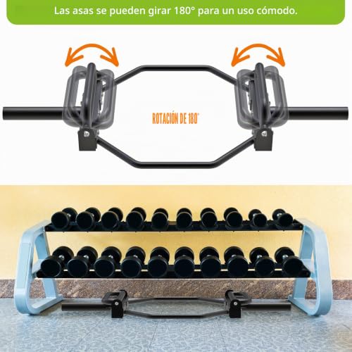 Miniatura 2 de Kipika Barbell Olympic Trap Bar Hex Bar Shrug Bar Con Soporte Y Asas Plegables Para El Levantamiento De Pesa, 2 Pulgadas De Acero Manga, 1000 Libras De Capacidad
