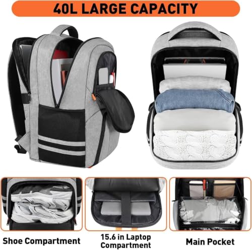 Image of Ytonet Gym Backpack for Men Women, Backpack for Men with Shoe Compartment | Water Resistant Workout Sports Bag Fits 15.6 Inch Laptop for Sports Camping Hiking Grey