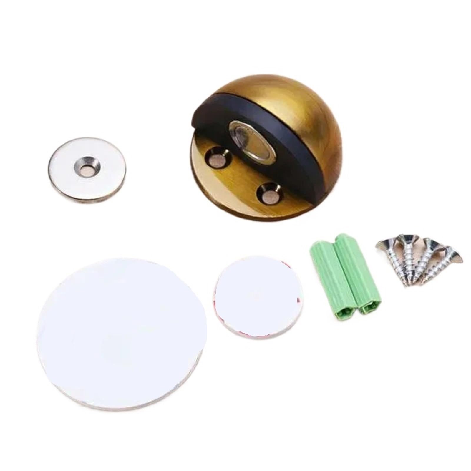 Door Stop Stainless Steel Door Stopper Dual Catch No Punching Bumper Wedge Wall for Floor(Yellow Bronze)