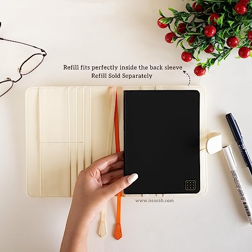 Image of NEORAH - B6 Notebook SLEEVE with SNAP Button - [ SLEEVE ONLY ]|Vegan Leather|Office Diary Holder with Penloop| 2 Front & 1 Back Pocket | 6 Card Slots |2 BookMarks - Fits any B6 Softcover -AFTERGLOW