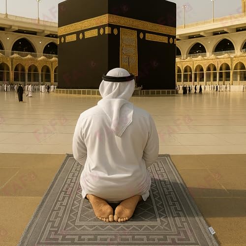 Image of Modern Premium Janamaz Prayer Mat Musalla Soft Velvet Mat For Salah Musallah And Namaz, 20 Cm, 10, Grey, Rectangular