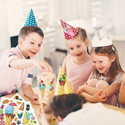 24 Sheets Make Your Own Ice Cream Stickers Make A Face Stickers for Kids Toddlers with DIY Craft Sticker Kids Party Favor Supplies Crafts (Ice Cream) - 5