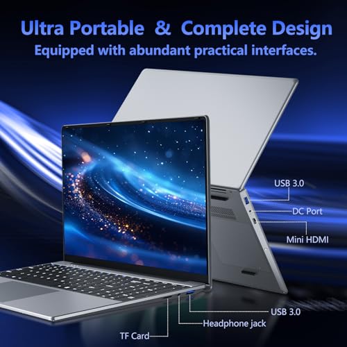 Image of 15.6 inch Laptop with Core M3-6Y30 Processor Laptop Computer 8GB RAM 256GB SSD, 180Open Lap Top, FHD 1920*1080, WiFi5, BT4.2, USB3.0, Mini HDMI, Win 11 Pro Laptop for Business Office Student