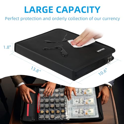 Noiposi F75 Coin Collection Book Holder For Collectors, Fireproof Coin Album thumb #5