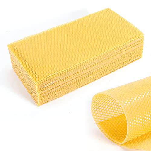 Shikiy 30Pcs Beeswax Sheets Honeycomb Foundation Beehive Wax Frames Honeycomb Slices Beekeeping Equipment Tool, 7.68'' x 16.34''