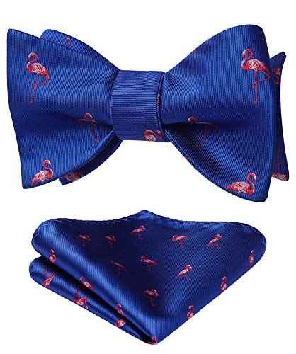 Image of HISDERN Bow Ties for Men Self Tie Animal Bowties Pocket Square Woven Silk Fun Bowtie Handkerchief Set for Wedding Party