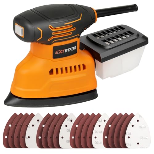 Extbtfor Detail Sander,14000OPM Plam Sander with Vacuum Dust collector, 1.1A Sander Tool,20Pcs...