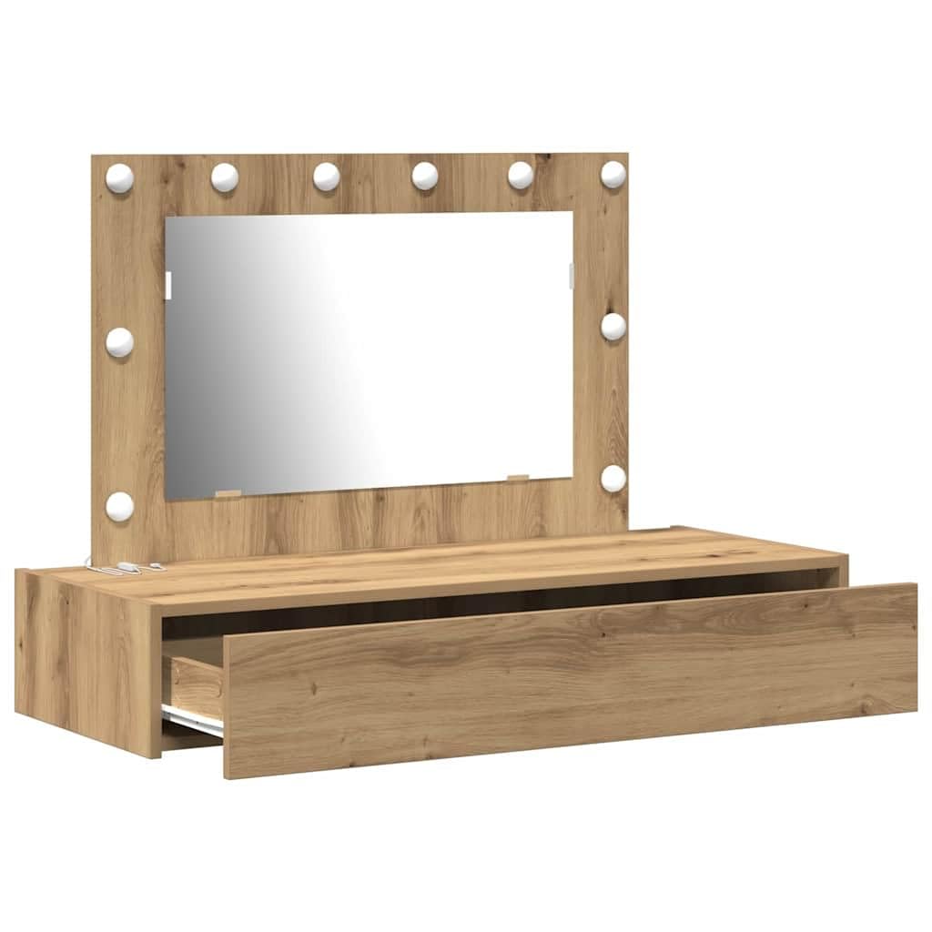 Schminktisch Braun 100 x 40 x 70 cm Holzwerkstoff mit Spiegel, Stauraum, Schubladen und moderner Design für Schlafzimmer, Friseurstudio, Bad, Flur oder Salon