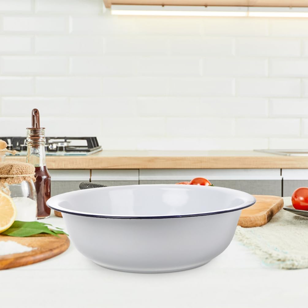 Dishes Enamel Basin Large Enamel Bowl Vintage Mixing Bowl for Soup Serving Dish Washing