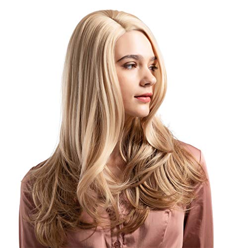Flameer Moda Feminina Cabelo Perucas Longas Perucas Sintéticas Peruca Encaracolada Reta Completa