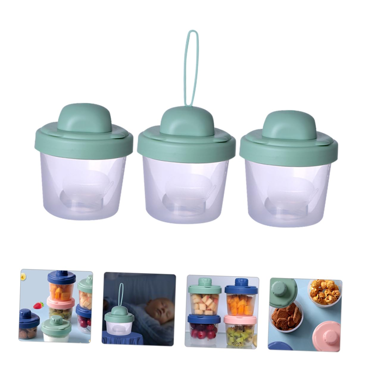 Abaodam 1 Set 3 Milk Powder Box Dry Food Container 3 Layers Milk Powder Container Milk Powder Case Milk Powder Dispenser, 24X8cm, Green