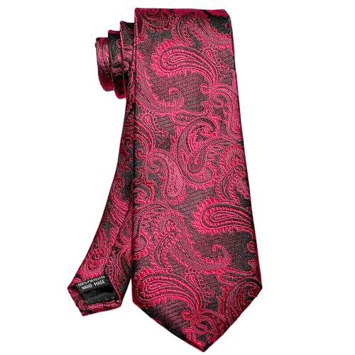 Image of 5PCS Mens Silk Tie, Pocket Square, Cufflinks, Drilled Tie Ring and Lapel Pin Set for Wedding Groom Party