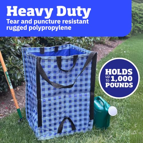 Image of DURASACK Heavy Duty Home and Yard Bags, Gingham Blue