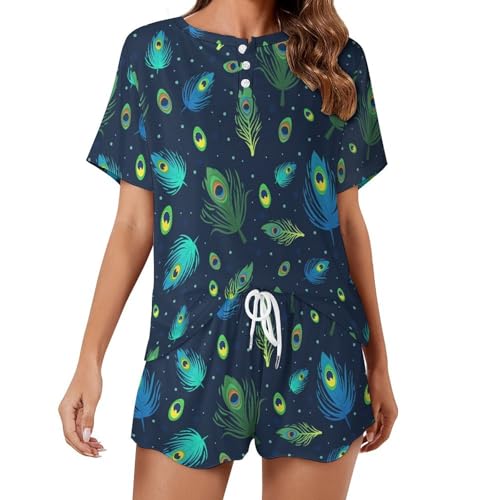 Pyjama femme short Plume Vert pour ne plus souffrir de la chaleur la nuit en été