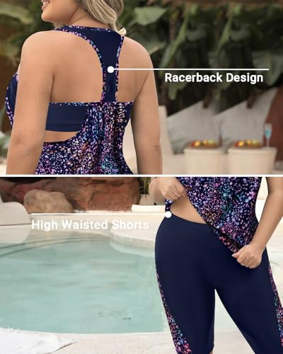 Daci Women Plus Size Tankini Swimsuit - Tummy Control 2 Piece Bathing Suit with High Waisted Capris Shorts 2025 Swimwear3
