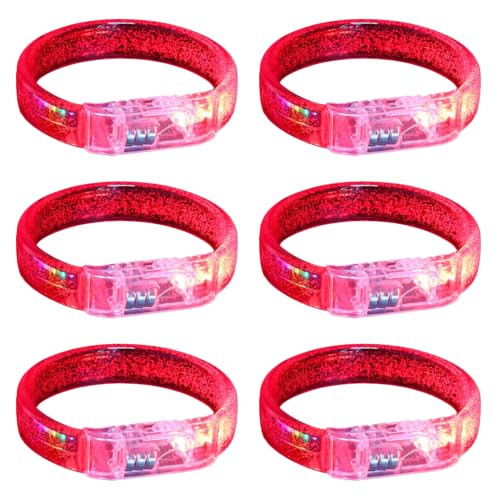 Braccialetti LED, 6PCS Braccialetti Luminosi Fluorescenti Al Buio, Multicolore Braccialettis Luminosi LED Concerto Lampeggianti Giocattoli, Colorati Bracciale Luminoso Accessories Concerti Festival