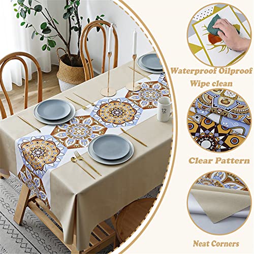 Nappe de cuisine lavable marron en PVC étanche anti-tache 140x140cm