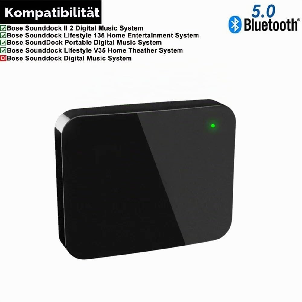 Bluetooth 5.0 A2DP Musik-Audio-Stereo-Empfänger-Adapter für Bose Sounddock iPhone iPad iPod Dock Lautsprecher 30 Pin iPhone iPod Dock Lautsprecher, Nicht geeignet für alte Sounddock1