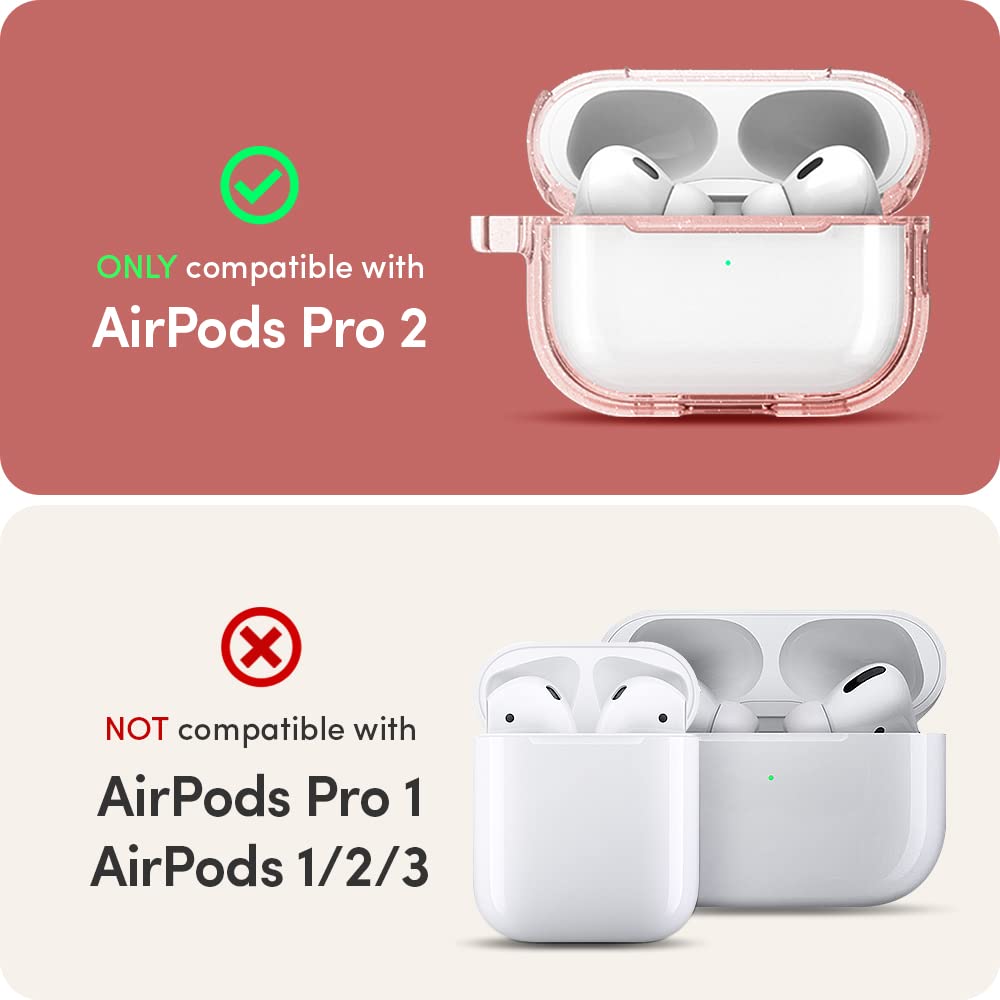 Spigen Ciel by CYRILL AirPods Pro 2 ile Uyumlu Kılıf Shine Simli Gül Rengi Şeffaf Kapak - ACS05333 (Spigen TR Garantili)