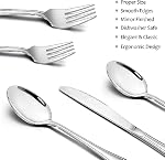 20-Piece Silverware Set, E-far Stainless Steel Modern Flatware Cutlery Set Service for 4, Tableware Includes Dinner Forks/Knives/Spoons, Mirror Polished, Dishwasher Safe