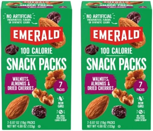 Emerald Nuts Walnuts & Almonds with Dried Cherries, 100 Calorie Pack, 4.69 OZ (Pack of 2)