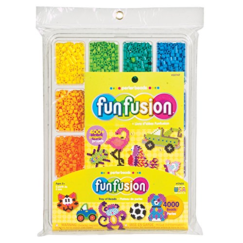 Perler Beads FunFusion Bead Tray and Idea Book - 16 Colors, 1 Pack