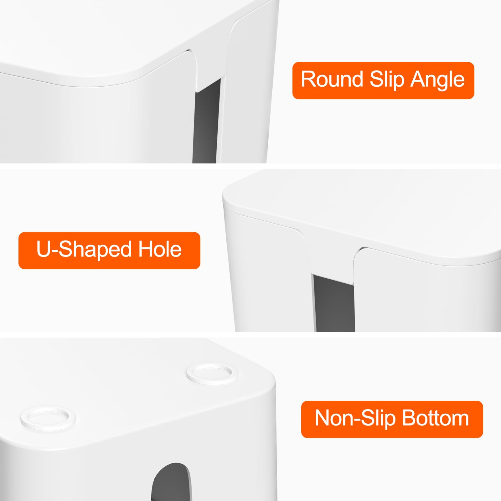 Relota 2 Caja Cables Blanco, Caja Organizadora de Cables con Tapa de Plástico, Caja Guarda Cables para Ocultar y Organizar el Cableado Medio y Pequeño (REL126)