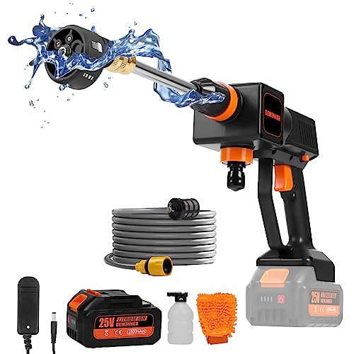 DEWINNER Cordless Pressure Washers, Portable Pressure Washer with Accessories Kit, 2.5Ah Battery & charger, 6-in-1 Nozzle, Suitable for Patio Cleaning and Car Washing