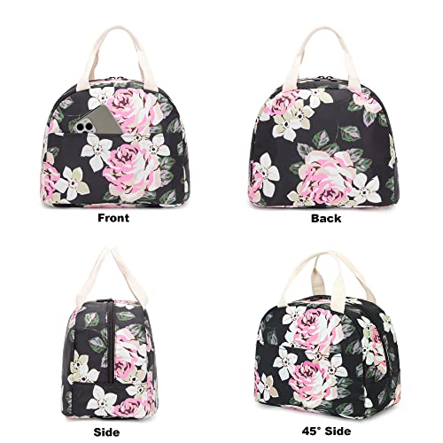 Yusudan Floral Lunch Bag For Women Girls, Reusable Insulated Picnic Tote Bags For Adults Kids Work School Hiking Beach (Flower) #TOP4
