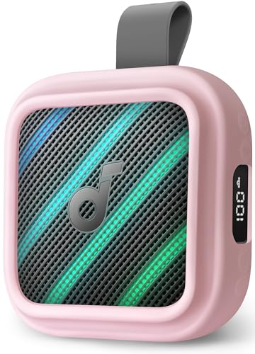 Image of Geiomoo Silicone Cover for Anker Soundcore Boom Go 3i Case, Soft Flexible Scratch Resistant Protective with Carabiner (Pink)