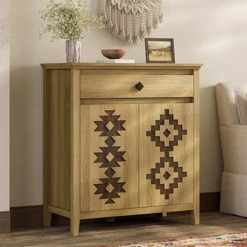 nesture. 32'' Buffet Cabinet with Storage, Sideboard Cabinet with Drawer and Adjustable Shelf, Modern Accent Storage for Kitchen, Living Room, Entryway, Natural by nesture. - Image 8