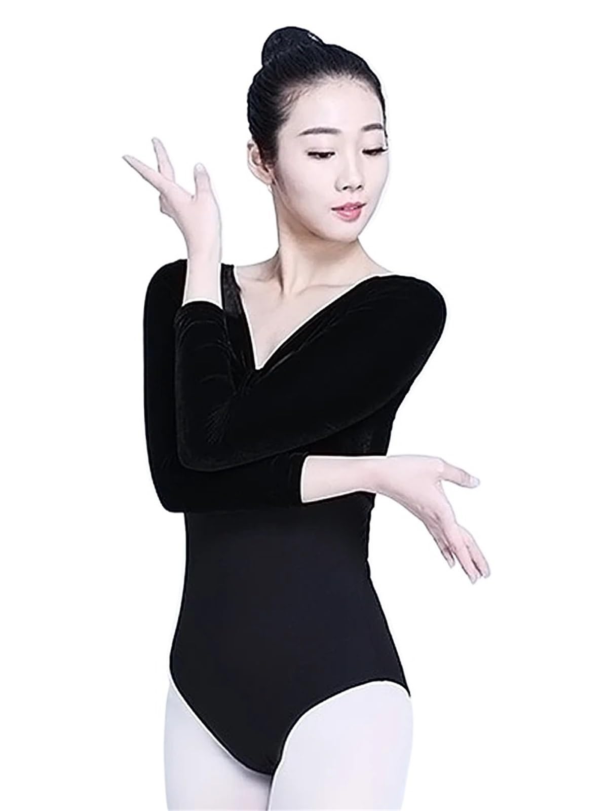 Mallot De Ballet Mujer Maillot de ballet for mujer, invierno, algodón y terciopelo empalmado, ropa baile for adultos, mallas entrenamiento, mono yoga gimnasia