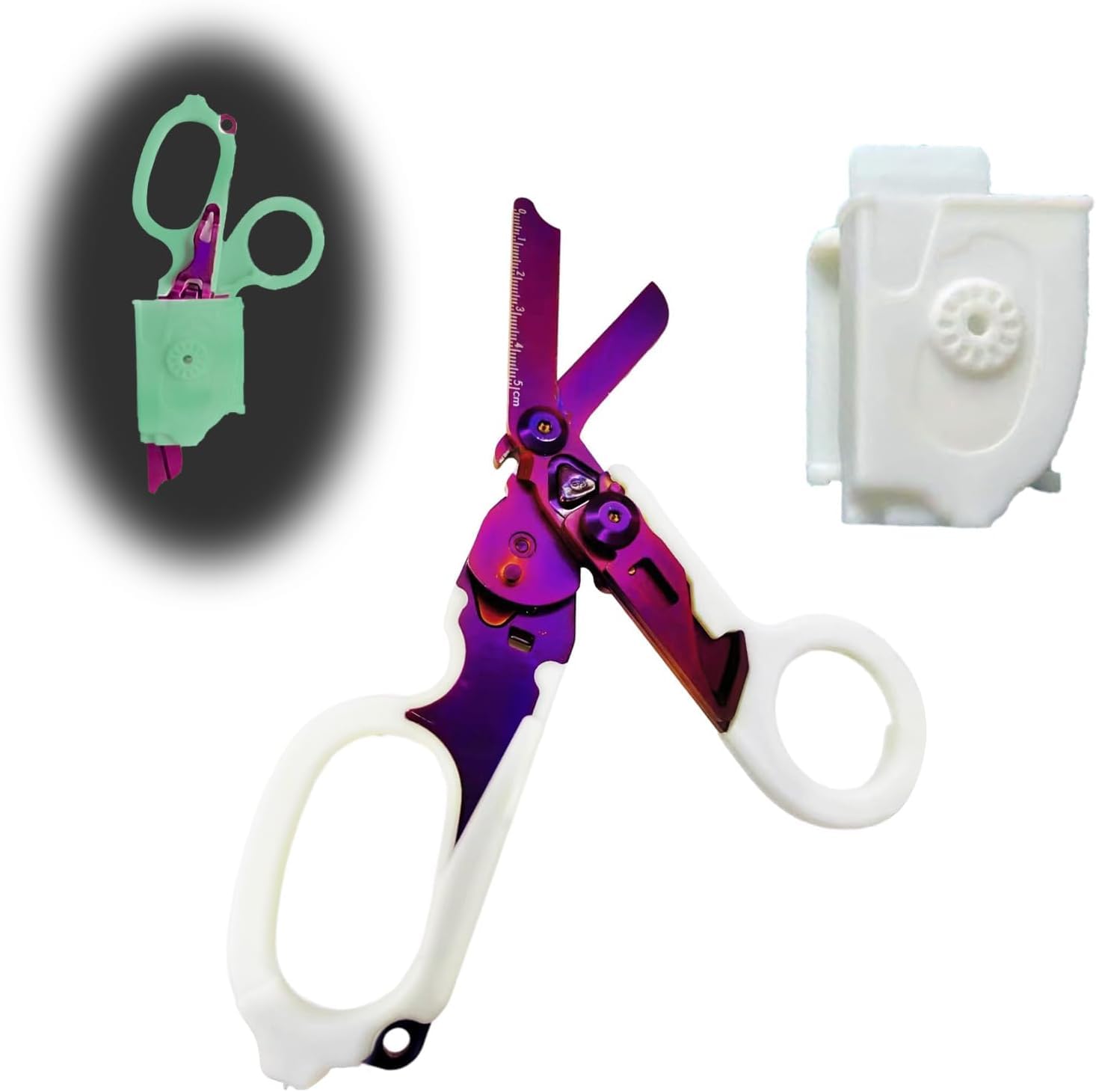 Raptor Trauma Shears, 6 In1 Emergency Rescue Shears, Stainless Steel Multifunction Self-Luminous Medical Scissors, Foldable Trauma Shears for Outdoor Camping Rescue Tools (Luminous-purple)
