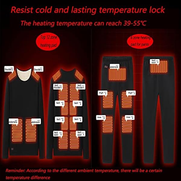 CarpartSJP Intimo Termico Uomo, Intimo Funzionale Intimo Sci Intimo Termico Invernale Set Intimo Termico Riscaldamento Elettrico Set Intimo Termico Ricaricabile Intimo Donna